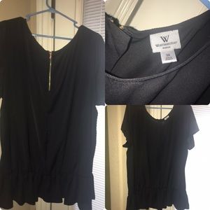Black blouse with gold zipper on back